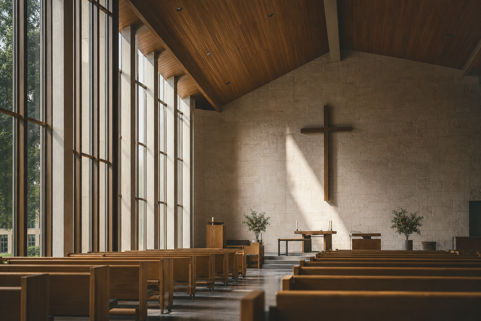 Church interior with soft natural light
